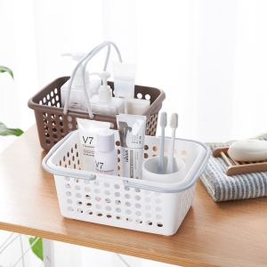 厂家现货批发塑料篮 新款卫浴化妆品置物篮 日式手提便携购物篮子